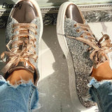 Women Vulcanize Shoes Sneakers Bling Shoes Girl Glitter Casual Female Breathable Lace Up Outdoor Sport Shoes Zapatos De
