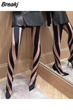 Fabric Women's Thigh High Boots Pointed Toe High Heels Stiletto Shoes Women's Over-the-knee Boots Socks Demonia