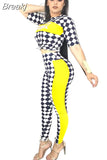Plaid Print Two Piece Sets Fashion Patchwork Streetwear Outfits Women Tracksuits Cool Girl Crop Top Pants Matching