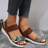 Print Wedge Sandals for Women Summer 2023 Fashion Non Slip Beach Shoes Woman Lightweight Causal Sports Sandalias