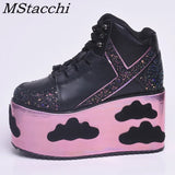 clouds Platform Shoes For Woman Punk Style Lace-up High Heel Wedges Shoes Sweet Women Ankle Boots For Mujer Shoes