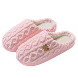 Plush Warm Home Cotton Slippers Women Cute Cartoon Bear Winter Slippers for Couples Flat Heels Non Slip Indoor House