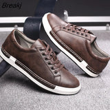 Sneakers Men Shoes Soft Leather Mens Casual Shoes Flat Male Footwear Classic Black White Shoes Yellow Grey Plus Size
