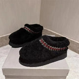 Boots With Fur Women's Rubber Shoes Rain Flat Heel Australia Plush Lolita Snow Leather Med Ladies Basic Ethnic Slipper