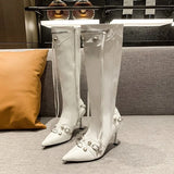 Breakj Tame With Gaseous Female Leather Boots 2025 Trend Sweet Cool Hottie Fashion Boots But Knee Boots High