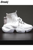 Sneakers Women 2023 New Spring Hidden Wedge Sock Shoes Woman Thick Bottom High Top Shoe Female Tennis 40 White