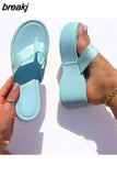 Wedges Slippers For Women Flip Flop Design Fashion Roman Retro High Heels Comfy Casual Shoes