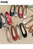 Brand Flats Ballet Women Shoes Classic Round Toe Flat Ballerina Female Bow Casual Slip On Loafer Soft Moccasin Fashion