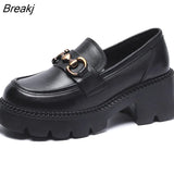 Spring Autumn New Retro Loafer Shoes Platform Metal Buckle Jk Single Shoes Women Thick Heel Thick Sole Small Leather