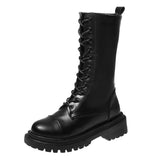 Style Non Slip Motorcycle Boots for Women 2023 Autumn Winter Fashion Black PU Leather Combat Boots Woman Botas De