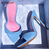 Heel Slippers Women Shoes Summer Peep Toe Mixed Colors Stiletto Sandals Sexy Party Ladies Shoes Luxury Woman