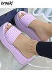 Slippers Women for Summer No-Slip Upper Heels Shoes Slipper Platform Ladies Beach Shoes Casual Flip Flops Zapatos