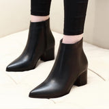 Women's Zippered Boots, Winter Ankle Boots, Pointed Thick High Heels, Sneakers,