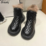 Women Boots Fashion Plus Velvet Winter Snow Boots Female Slip on Flat Casual Ankle Boots Ladies Short Boots Cotton