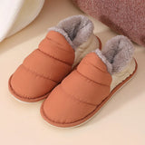 2023 Winter Warm Home Slippers Women Plush Waterproof Cotton Foot Slipper Female Indoor Outdoor Flat Couple Shoes