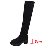 Autumn Winter Women's Over The Knee Sock Boots 2023 Stretch Knitted Thick Heels Long Boots Woman Slip On Platform