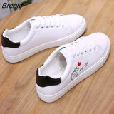 Women's Sneakers Leather Shoes Spring Trend Casual Flats Sneakers Female Fashion Comfort White Vulcanized Platform Shoes