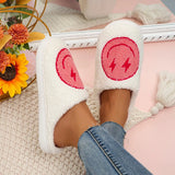 Women's Winter Warm Home Fuzzy Slippers Cute Facial Pattern Plush House Shoes Women Indoor Bedroom Flat Non Slip Cotton