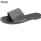 Slippers Women Summer Sandals Fashion Bling Female Candy Color Flip Flops Beach Diamond Flat Shoes Outdoor