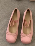 Pink Ballet Shoes Fairy Shoes 2024 New Spring Vintage Satin Silver Mary Jane