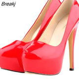 Women High Heels Pumps 14cm Round Toe Stilettos Talon Femme Sexy Ladies Red Wedding Shoes Black Platform