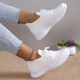 Lace Up White Sneakers for Women 2023 Autumn Breathable Knitting Sports Shoes Woman Non-Slip Soft Bottom Socks