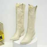 Breakj 2023 Plus Size Autumn / Winter Leather Boots Pointed Embroidered High Boots And Chelsea