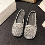 Women's Shoes New Spring and Autumn Shoes Shallow Mouth Set of Flat Shoes Women's Bean Shoes Women's Sequins Single Shoe