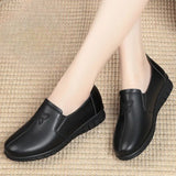 Soft new Soled Mother Black Single Shoes Leather Non-slip Casual Comfortable Middle-aged Ladies Flat Shoes Ladies