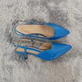 Daily all-match Sandal Shoes Pointed Toes High Heels Sexy 5cm Low Casual Back Empty Buckle Pumps Red Wedding