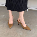 2024 New Pointed And Stiletto Single Shoes, Empty Baotou Sandals, High-Heeled Shoes, Green Women's