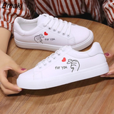Trend White Women's Sneakers Leather Casual Flats Female Fashion Comfort Vulcanized Shoes Platform Lace-up Girl Autumn