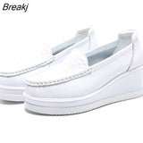Women Wedge Platform Shoes Fashion Comfortable Increase Casual Slip-on Women's Loafers Summer Hollow Out Breathable