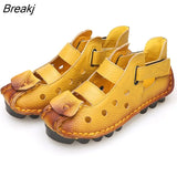 2023 Summer Soft Bottom Flat Genuine Leather Women Shoes Personality Leisure Women Sandals Retro Handmade Sandals