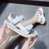 Sandals, Women's Summer 2024 New Fashion Casual Flat Soft Leather Soft Sole Beach Women's Shoes, Platform
