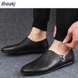 Arrival Peas Shoes Soft Comfort Male Casual Shoes Flats PU Slip on Lazy for Man's Spring Summer Black Brown Loafers
