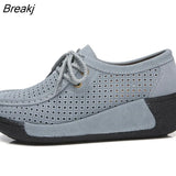Women Flats Platform Shoes Suede Leather Lace up women Moccasins Creepers slipony Female Casual Summer Shoes Ladies