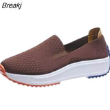 women summer pumps low heels wedges breathable mesh slip on sneakers plus size shoes woman