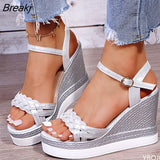 Women Summer Wedge Heel Sandals Platform Sandals Strap Open Toe Chunky Bottom Casual Shoes 2022 gold silver pink sandals