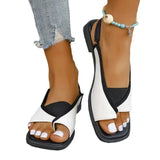 Breakj Size Flat Sandals Female 2024 New Toe Square Leisure After Elastic Roman