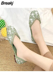 Crystal Pearl Studs Ballet Shoes Women Square Toe Slip on Loafers Cozy Shallow Cut-out Ballerina Flats Moccasins