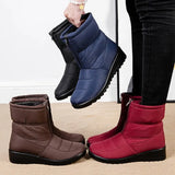 Snow Boots for Women 2024 Winter Warm Plush Ankle Booties Front Zipper Non Slip Cotton Padded Shoes Woman Size