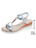 Breakj And Summer New Round Head Flat Bottom Heel Sandals Women Weaving Beads Toe Bohemian Thick-Soled Beach
