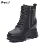 Autumn Winter Shoes Women High Heels Boots Fashion Ladies Ankle Boots Brand Woman Warm Shoes Height Increasing 3cm