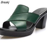 Women 2022 Luxury Brand Summer New Style Chunky Heel Sandals Sexy Heels Women's Shoes Green Sandals for Women Off