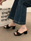Women Sandals Slippers High Heels Luxury Designer Black Chunky Heel Casual Shoes Pumps Party Wedding Pink White