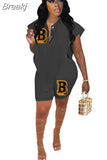 Sexy Hollow Two Piece Set 2023 Summer Tracksuit Women Side Hollw Out Lapel Shirt + Bodycon Shorts Club Matching