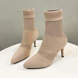Sock Boots Knitting Stretch Boots High Heels for Women Fashion Shoes 2023 Spring Autumn Ankle Boots Female Size 42