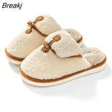 Korean Cute Slippers for Women Girls Retro Fluffy Warm Slippers Female Indoor House Flat Cotton Shoes Zapatillas