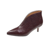 Spring and Autumn New Fashion Solid Color Plaid Leather Top Pointed V-shaped Outwear Women High Heels Women's